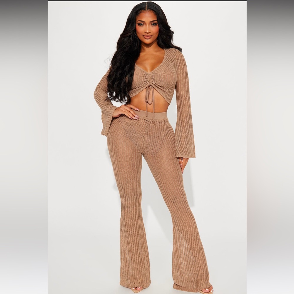 NWT BROWN 2 PIECE BEACH POOL COVER UP SIZE XS